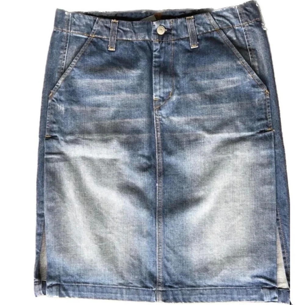 Classic Blue Denim Pencil Skirt - Women's